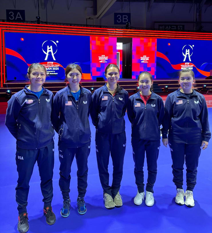 US Men's and Women's Teams at the 2024 ITTF World Teams Table Tennis Championships Busan.